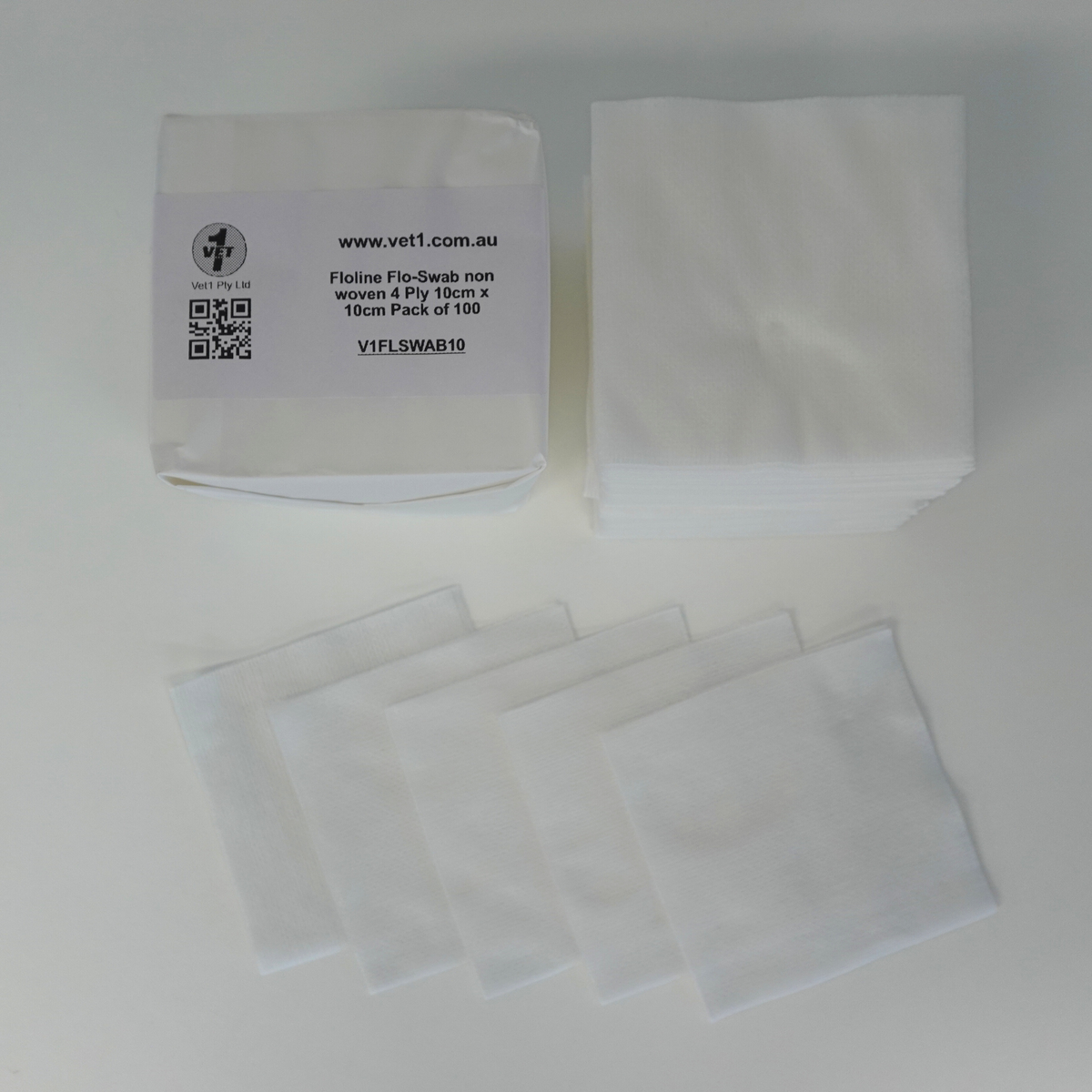 Floline Flo-Swab non woven 4 Ply 10cm x 10cm Pack of 100