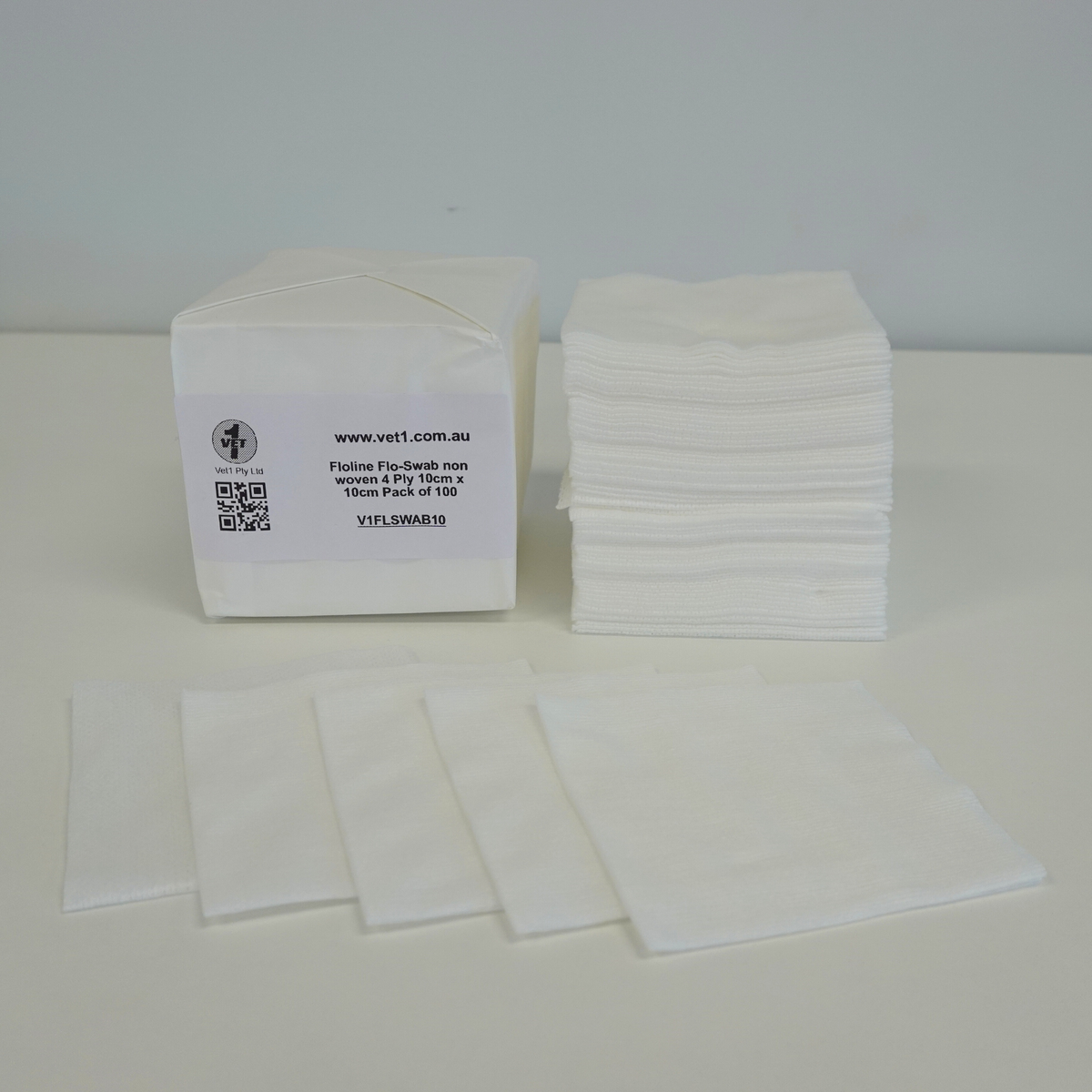 Floline Flo-Swab non woven 4 Ply 10cm x 10cm Pack of 100