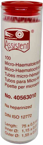 75mm Micro Hematocrit tubes (Red) Hep (100)