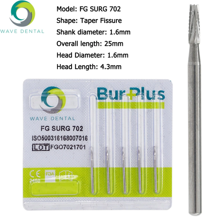 Dental Carbide Bur FGSURG702 25mm (Pack of 5)
