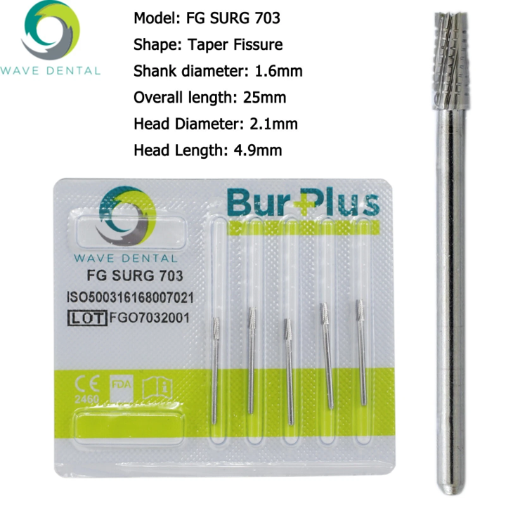 Dental Carbide Bur FGSURG703 25mm (Pack of 5)
