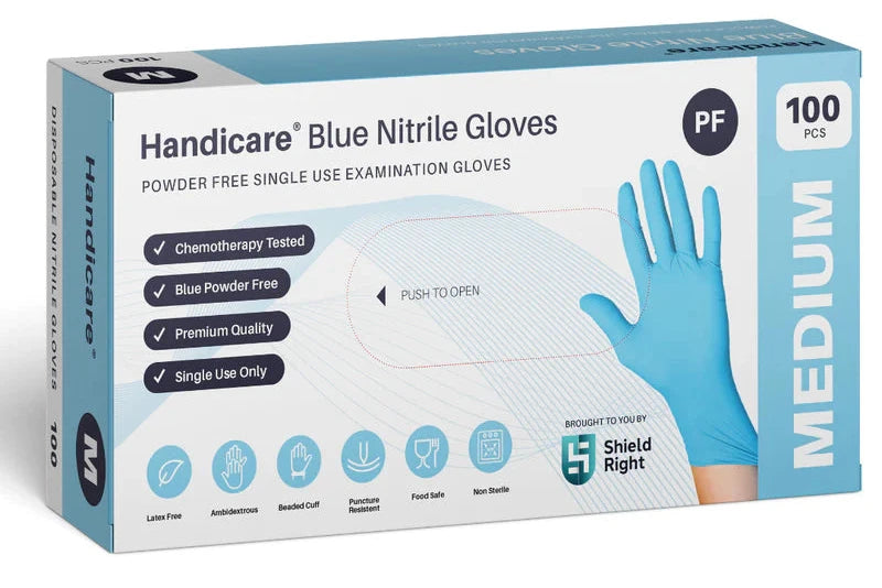 Blue Nitrile Glove Powder Free - Various Sizes Available