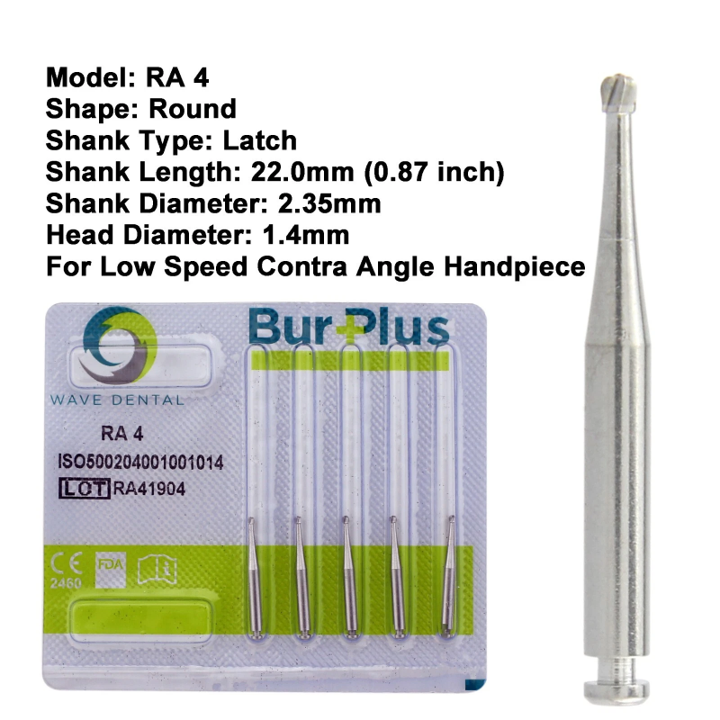 Dental Carbide Bur RA 4 19mm (Pack of 5)
