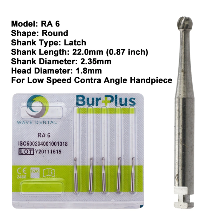 Dental Carbide Bur RA 6 19mm (Pack of 5)