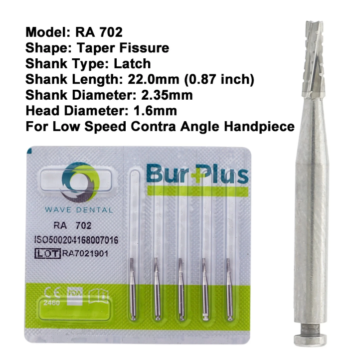 Dental Carbide Bur RA 702 19mm (Pack of 5)