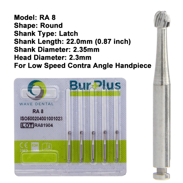 Dental Carbide Bur RA 8 19mm (Pack of 5)
