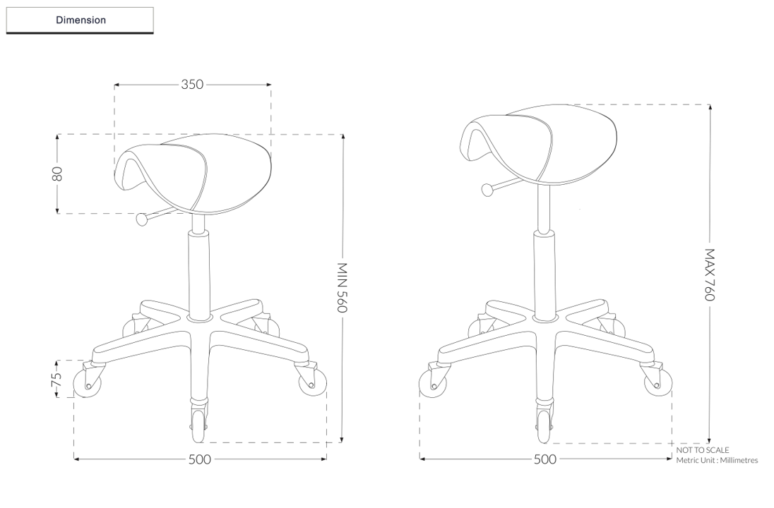 Stool Saddle - Black - Chrome Base