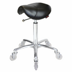 Stool Saddle - Black - Chrome Base