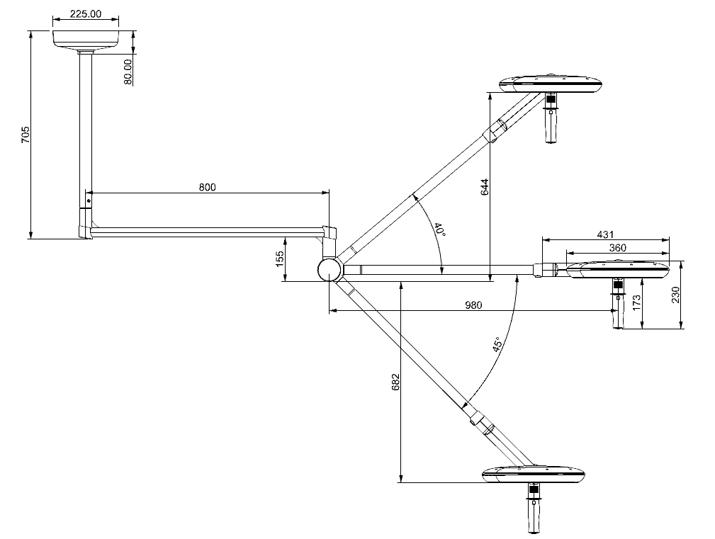 PML30 LED Exam Light - Ceiling Mount