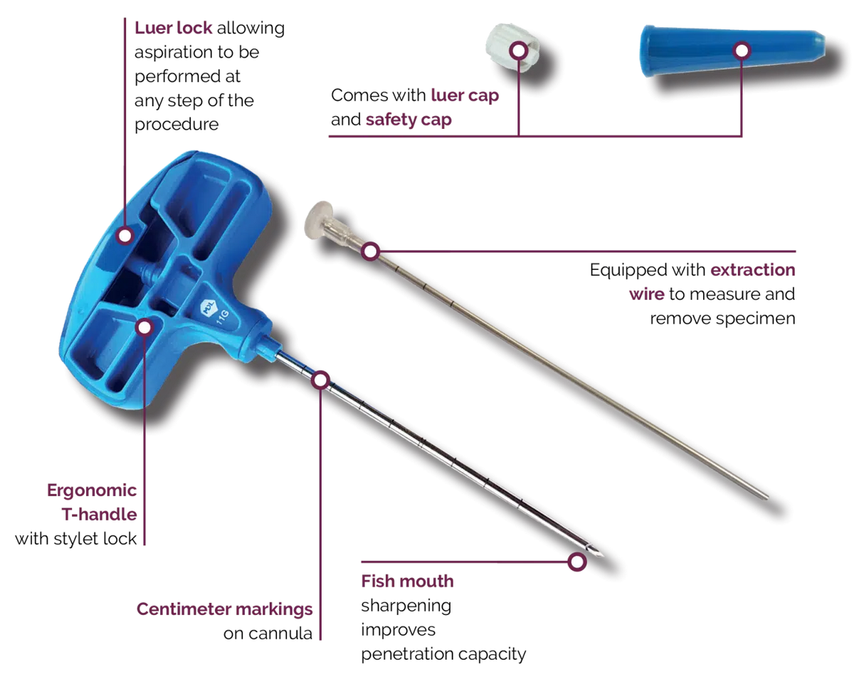 Osteo-J - Disposable Bone Marrow Biopsy Needle with extraction wire 8Gx100mm