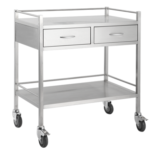 Stainless Steel 2 Drawer Double Trolley