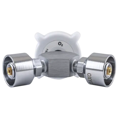 Oxygen supply dual outlet with hand wheel
