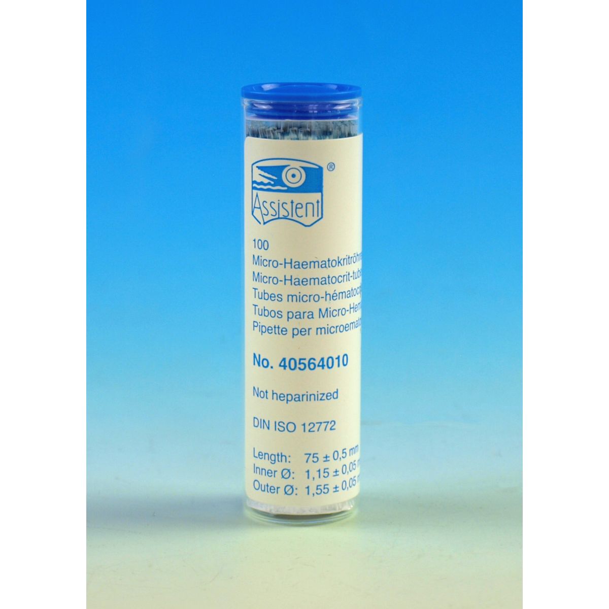 75mm Micro Hematocrit tubes (Blue) Non Heparinized (100)