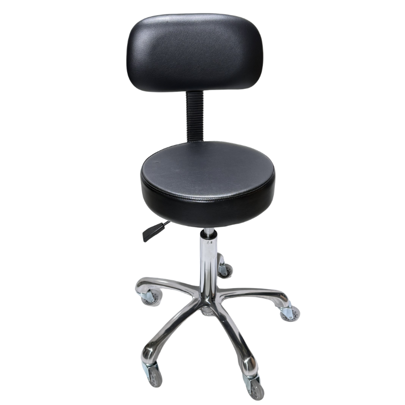 Stool Flat - Black - Alloy Base with Back