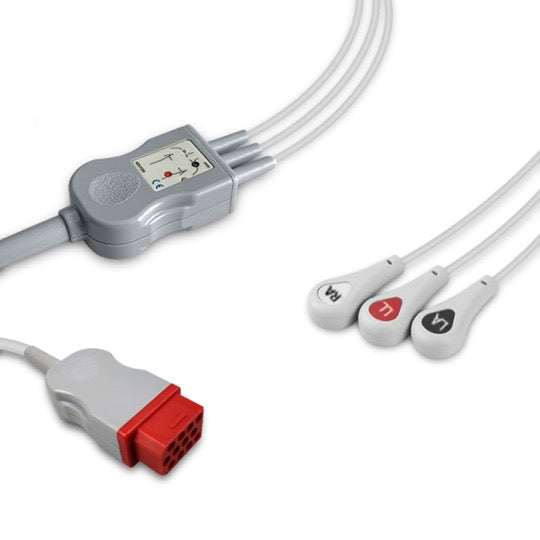 Generic Bionet BM5 ECG Cable 3 Lead 12 Pin
