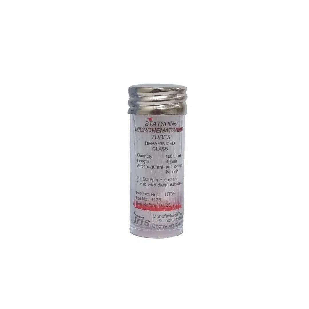 45mm Micro Hematocrit tubes (RED) Heparinized 100 per tube
