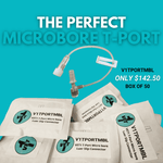 VET1 Microbore T-Port luer slip with latex free injection port and slide clamp. Length 12cm - Box of 50