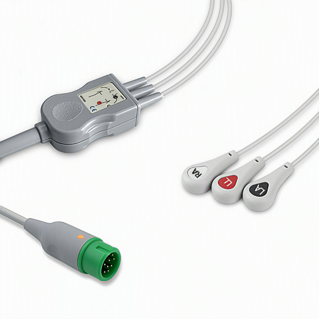 Generic Anitek 3 Lead ECG Cable 12 Pin Snap