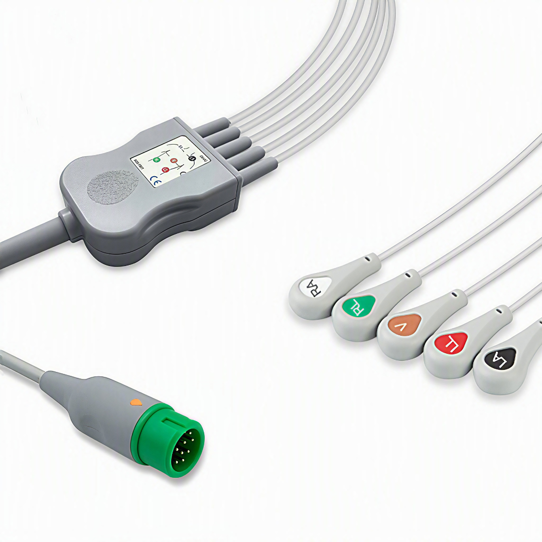Generic Anitek 5 Lead ECG Cable 12 Pin Snap