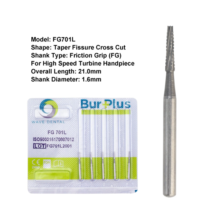 Dental Carbide Bur FG701L 19mm (Pack of 5)