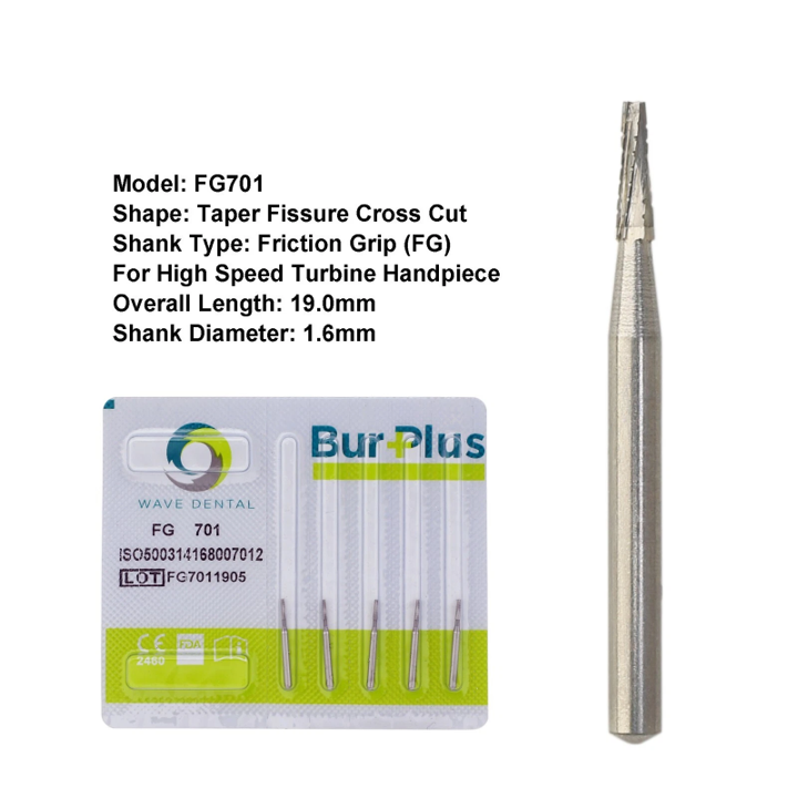 Dental Carbide Bur FG701 19mm (Pack of 5)
