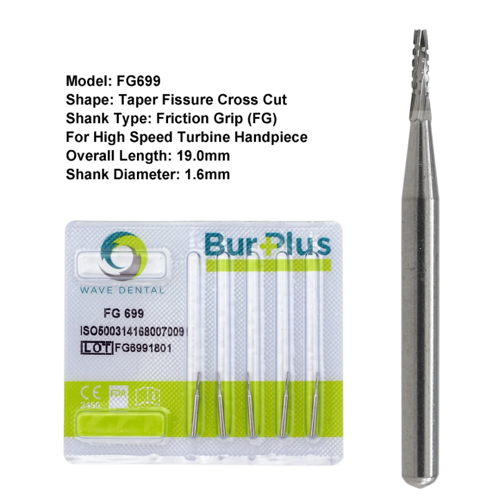Dental Carbide Bur FG699 19mm (Pack of 5)