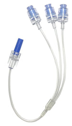 VET1 Trifurcated Extension Set Micro bore with Needle Free Injection - Ports One way valves – 20cm Length
