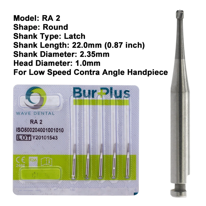 Dental Carbide Bur RA 2 19mm (Pack of 5)