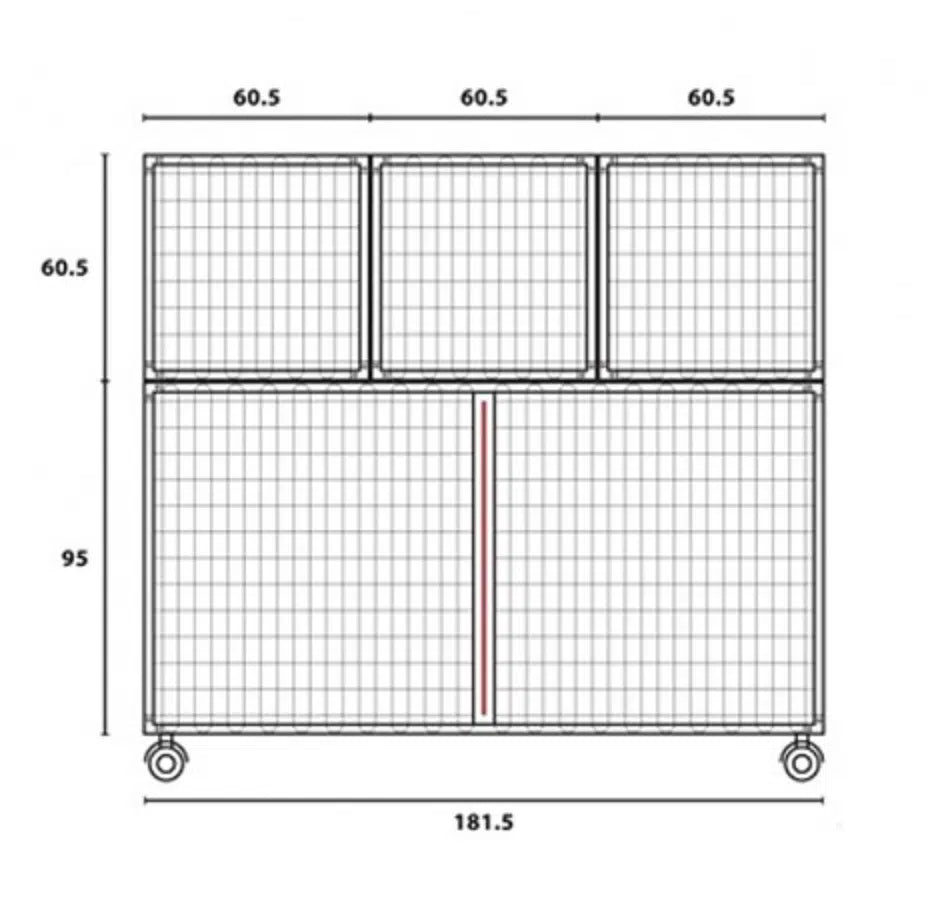 Cage Bank 18051 S/Steel Mobile & Divider - 2 Level