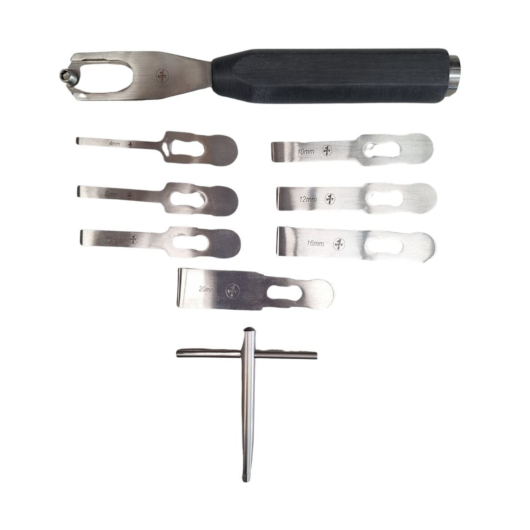 Osteotome Kit with Chisel Handle Length 18.5cm and Key - Blades included 4mm, 6mm, 8mm, 10mm, 12mm, 16mm, 20mm