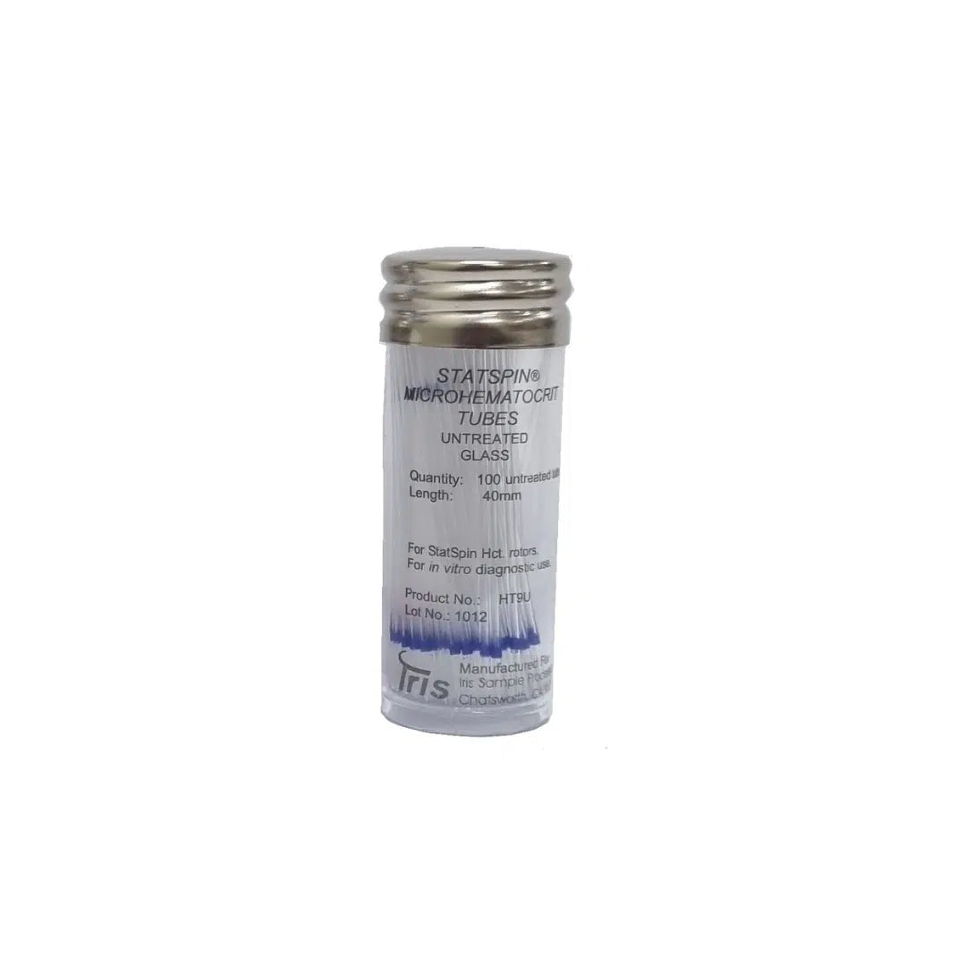40mm Micro Hematocrit tubes (Blue) Non Heparinized 100 per tube / Statspin Suitable