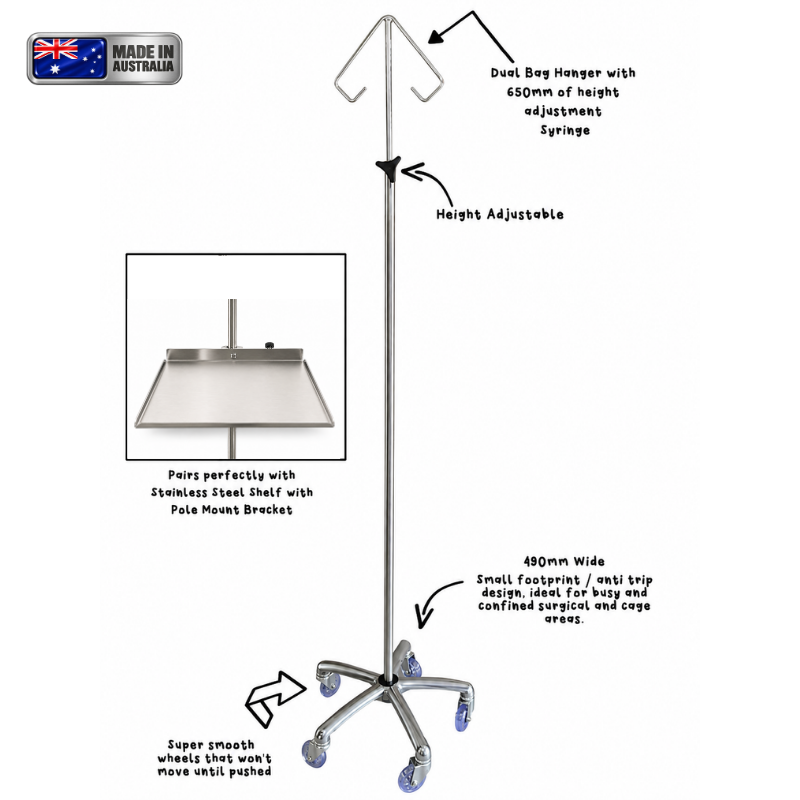 Vet1 Razor Stainless IV Pole