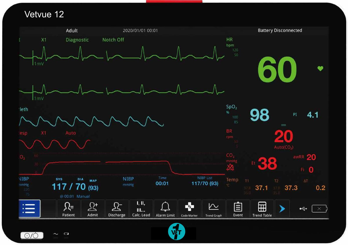 Vitavue 12 Multi-Parameter Veterinary Monitor