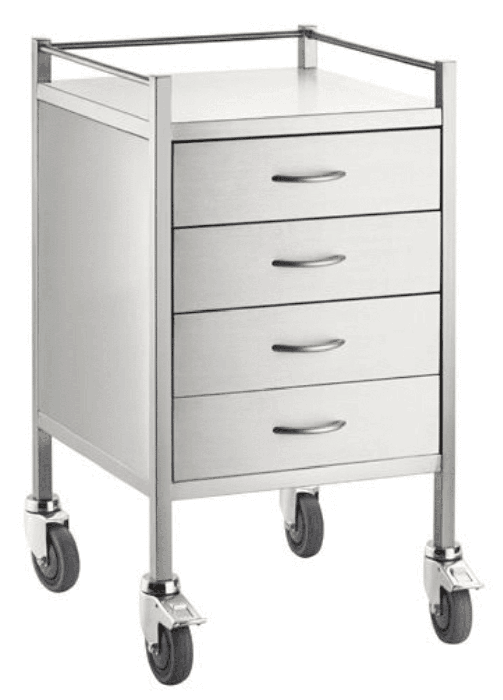 Stainless Steel Trolley - Single - 4 Drawer - 50 x 50 x 90cm