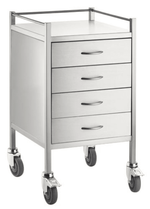 Stainless Steel Trolley - Single - 4 Drawer - 50 x 50 x 90cm