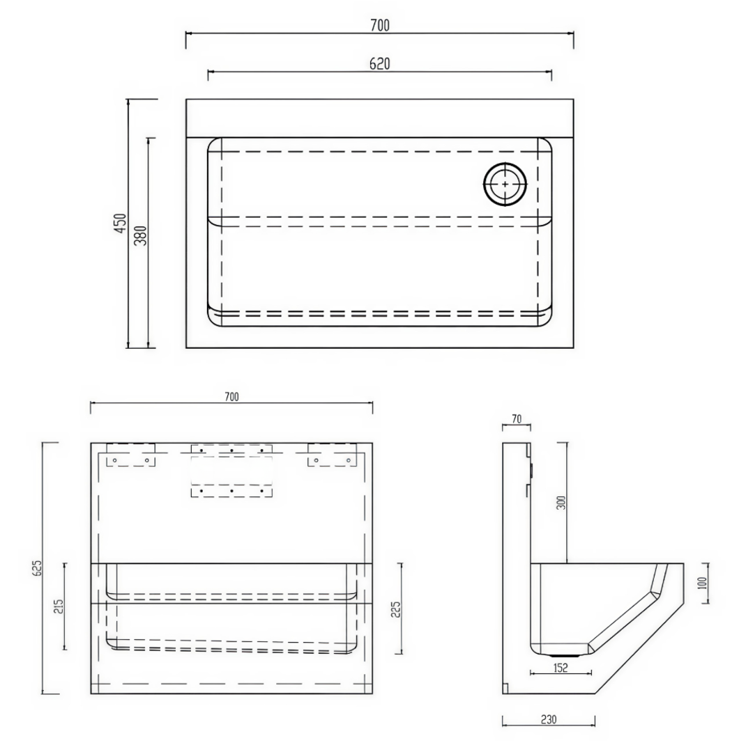 Single Scrub Sink SS - 700X520X830mm