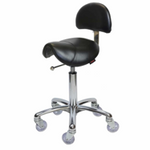 Saddle Stool with Back - Black Upholstery