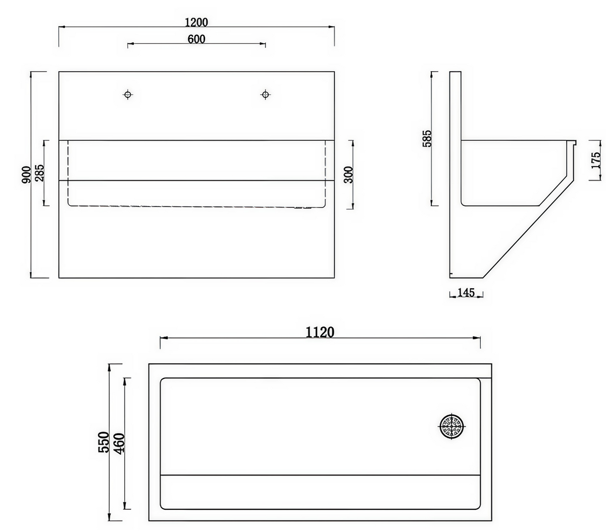 Double Scrub Sink SS - 1200X550X900mm